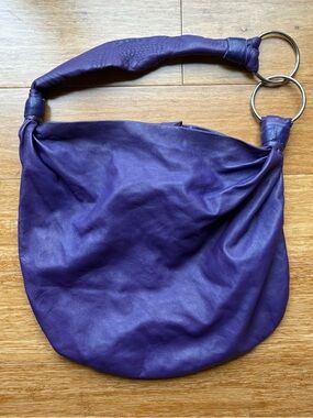 SOLd!!Lolli Handmade Purple Soft Leather Hobo Bag with Silver Rings